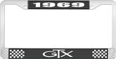 1969 GTX License Plate Frame - Black and Chrome with White Lettering