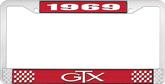 1969 GTX License Plate Frame - Red and Chrome with White Lettering