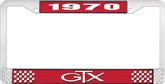 1970 GTX License Plate Frame - Red and Chrome with White Lettering