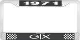 1971 GTX License Plate Frame - Black and Chrome with White Lettering