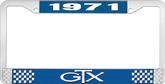 1971 GTX License Plate Frame - Blue and Chrome with White Lettering