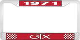 1971 GTX License Plate Frame - Red and Chrome with White Lettering