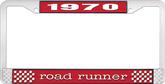 1970 Road Runner License Plate Frame - Red and Chrome with White Lettering