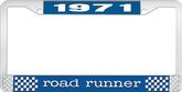 1971 Road Runner License Plate Frame - Blue and Chrome with White Lettering