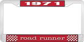 1971 Road Runner License Plate Frame - Red and Chrome with White Lettering