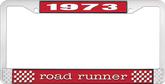 1973 Road Runner License Plate Frame - Red and Chrome with White Lettering