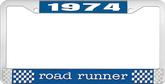 1974 Road Runner License Plate Frame - Blue and Chrome with White Lettering