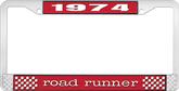 1974 Road Runner License Plate Frame - Red and Chrome with White Lettering