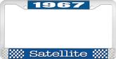 1967 Plymouth Satellite; License Plate Frame; Blue And Chrome With White Lettering