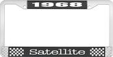 1968 Plymouth Satellite; License Plate Frame; Black And Chrome With White Lettering
