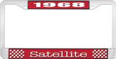 1968 Plymouth Satellite; License Plate Frame; Red And Chrome With White Lettering