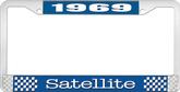 1969 Plymouth Satellite; License Plate Frame; Blue And Chrome With White Lettering