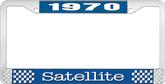 1970 Plymouth Satellite; License Plate Frame; Blue And Chrome With White Lettering