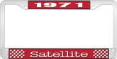 1971 Plymouth Satellite; License Plate Frame; Red And Chrome With White Lettering