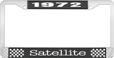 1972 Plymouth Satellite; License Plate Frame; Black And Chrome With White Lettering
