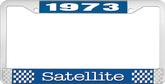 1973 Plymouth Satellite; License Plate Frame; Blue And Chrome With White Lettering