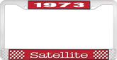 1973 Plymouth Satellite; License Plate Frame; Red And Chrome With White Lettering