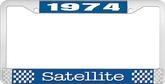 1974 Plymouth Satellite; License Plate Frame; Blue And Chrome With White Lettering