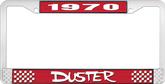 1970 Duster License Plate Frame - Red and Chrome with White Lettering