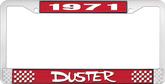 1971 Duster License Plate Frame - Red and Chrome with White Lettering