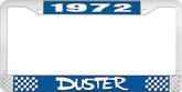1972 Duster License Plate Frame - Blue and Chrome with White Lettering