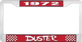 1972 Duster License Plate Frame - Red and Chrome with White Lettering