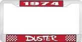 1974 Duster License Plate Frame - Red and Chrome with White Lettering