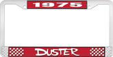 1975 Duster License Plate Frame - Red and Chrome with White Lettering