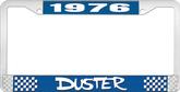 1976 Duster License Plate Frame - Blue and Chrome with White Lettering