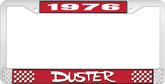 1976 Duster License Plate Frame - Red and Chrome with White Lettering