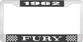 1962 Fury License Plate Frame - Black and Chrome with White Lettering