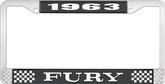 1963 Fury License Plate Frame - Black and Chrome with White Lettering