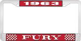 1963 Fury License Plate Frame - Red and Chrome with White Lettering