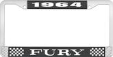 1964 Fury License Plate Frame - Black and Chrome with White Lettering