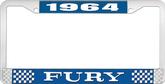 1964 Fury License Plate Frame - Blue and Chrome with White Lettering