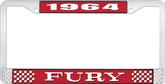 1964 Fury License Plate Frame - Red and Chrome with White Lettering