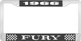 1966 Fury License Plate Frame - Black and Chrome with White Lettering