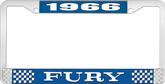 1966 Fury License Plate Frame - Blue and Chrome with White Lettering