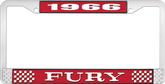 1966 Fury License Plate Frame - Red and Chrome with White Lettering