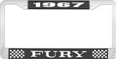 1967 Fury License Plate Frame - Black and Chrome with White Lettering