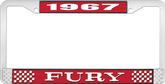 1967 Fury License Plate Frame - Red and Chrome with White Lettering