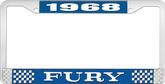 1968 Fury License Plate Frame - Blue and Chrome with White Lettering 