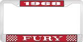 1968 Fury License Plate Frame - Red and Chrome with White Lettering