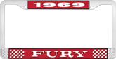 1969 Fury License Plate Frame - Red and Chrome with White Lettering