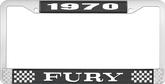 1970 Fury License Plate Frame - Black and Chrome with White Lettering