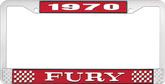 1970 Fury License Plate Frame - Red and Chrome with White Lettering