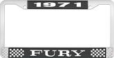 1971 Fury License Plate Frame - Black and Chrome with White Lettering