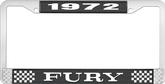 1972 Fury License Plate Frame - Black and Chrome with White Lettering