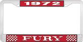 1972 Fury License Plate Frame - Red and Chrome with White Lettering