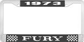 1973 Fury License Plate Frame - Black and Chrome with White Lettering